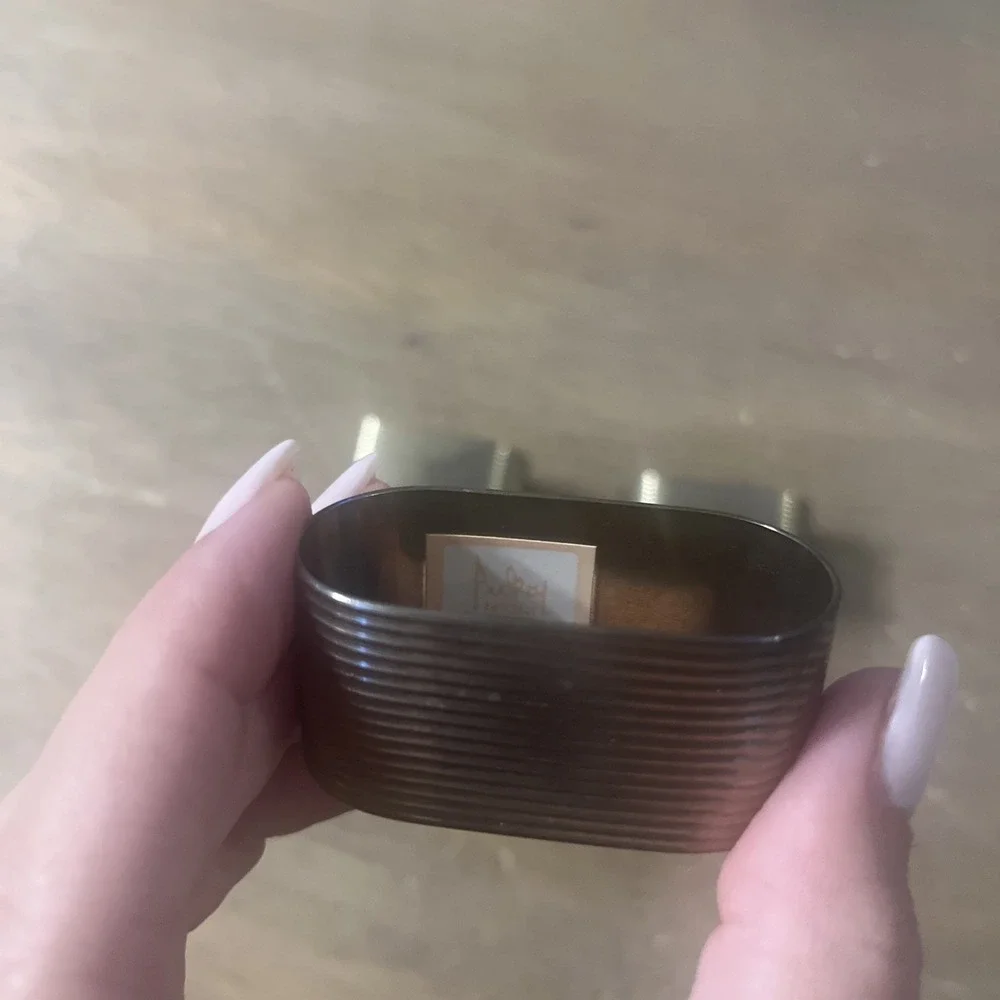 Vintage Audrey Napkin Rings‎ Brass/Gold Tone Ribbed Set of 4 Oval